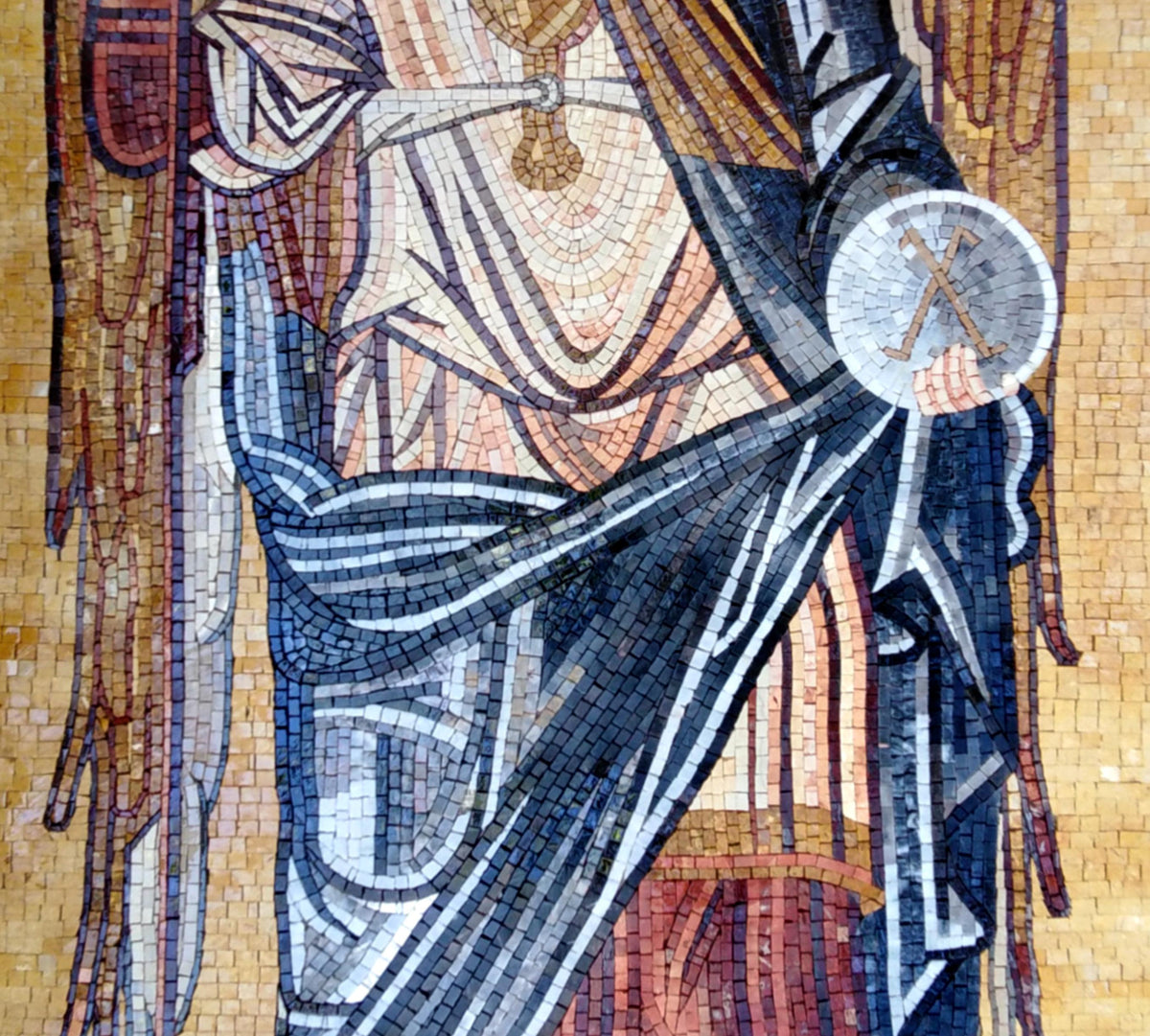 36"x71" Archangel Michael Mosaic – Byzantine Icon Reproduction, Christian Religious Decor, Customization available