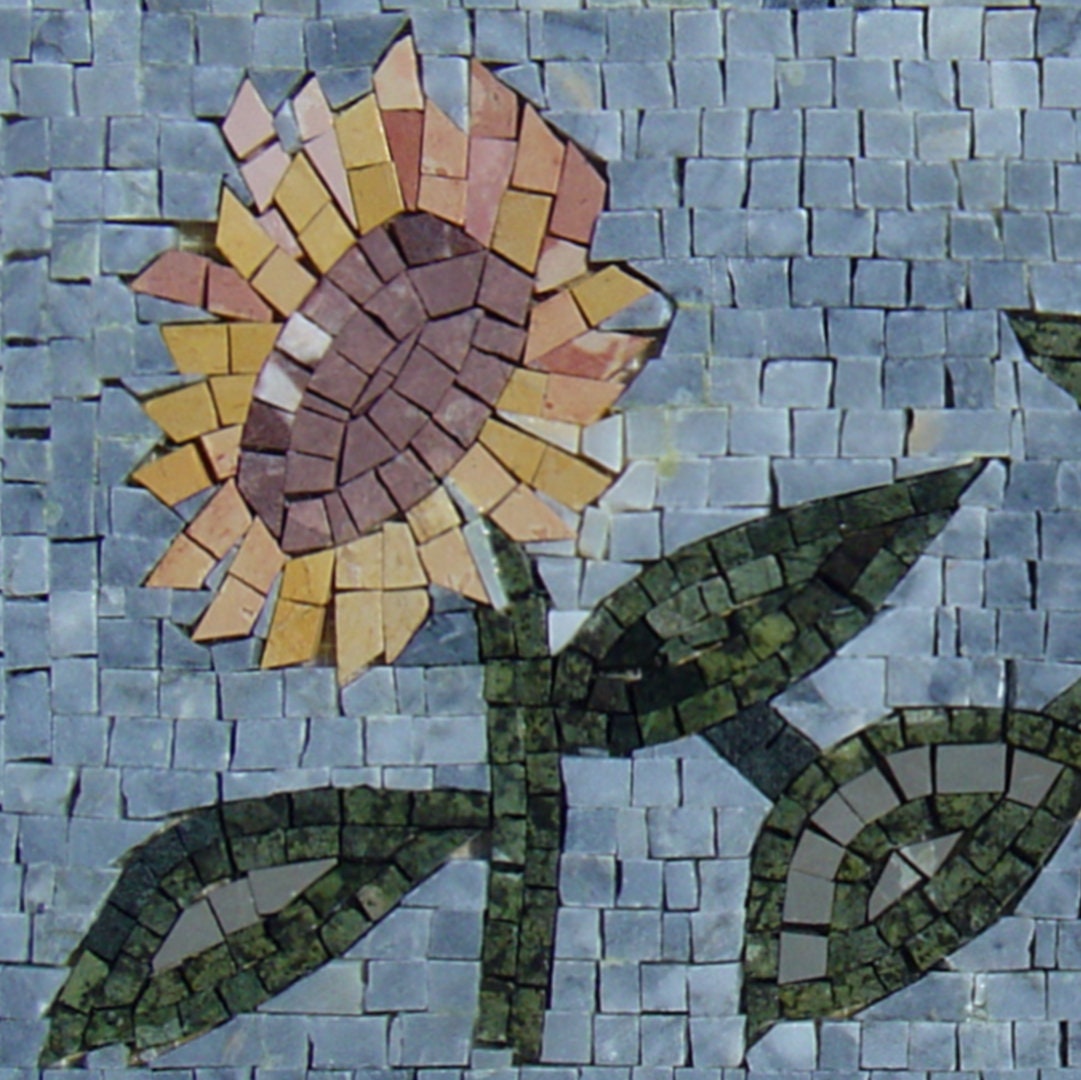 Handmade Sunflower Marble Mosaic: Kitchen Backsplash Wall Art
