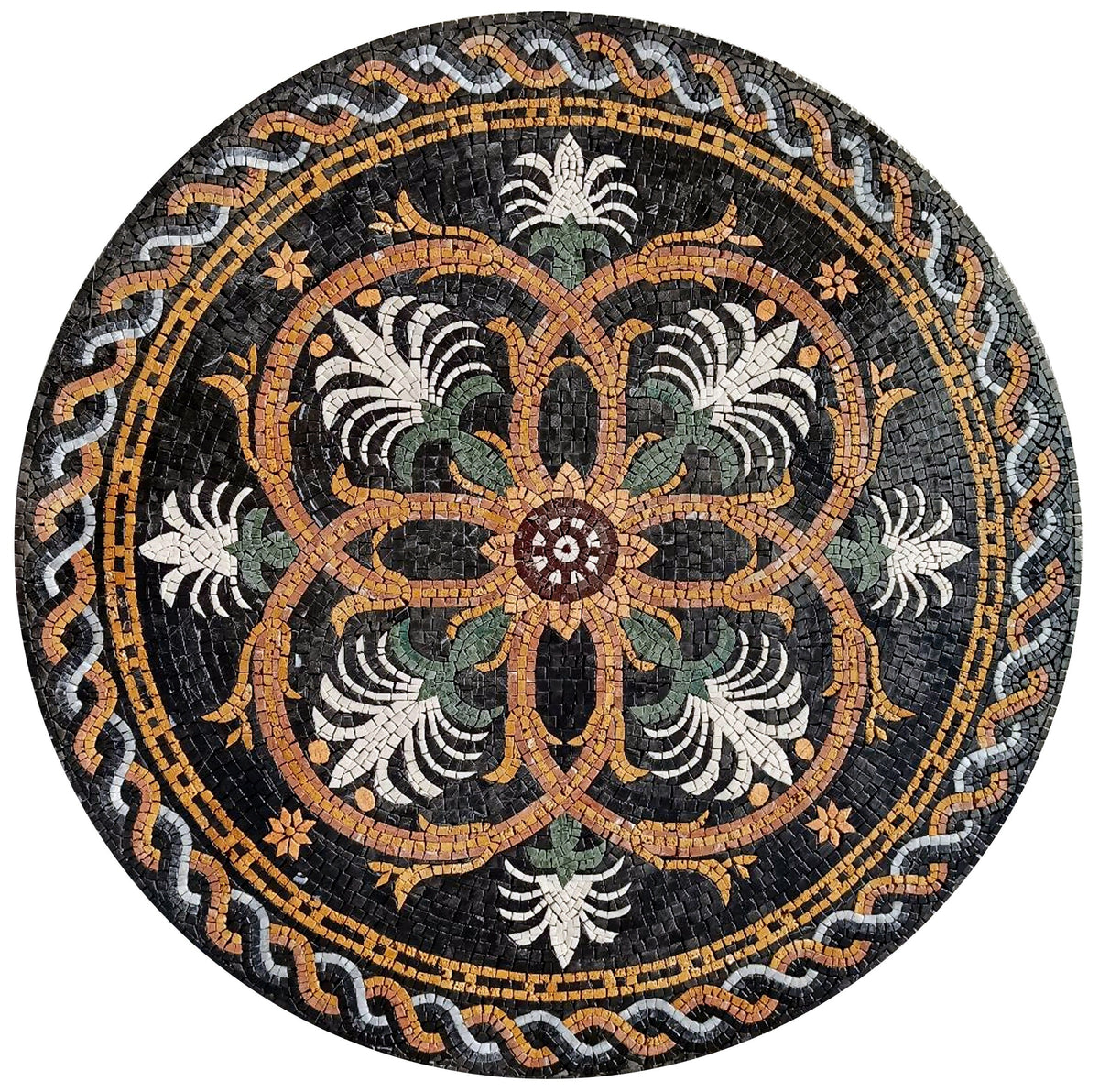 Artisanal Elegance - 32" Handmade Pattern Mosaic Medallion Art Tile Décor - Customization available