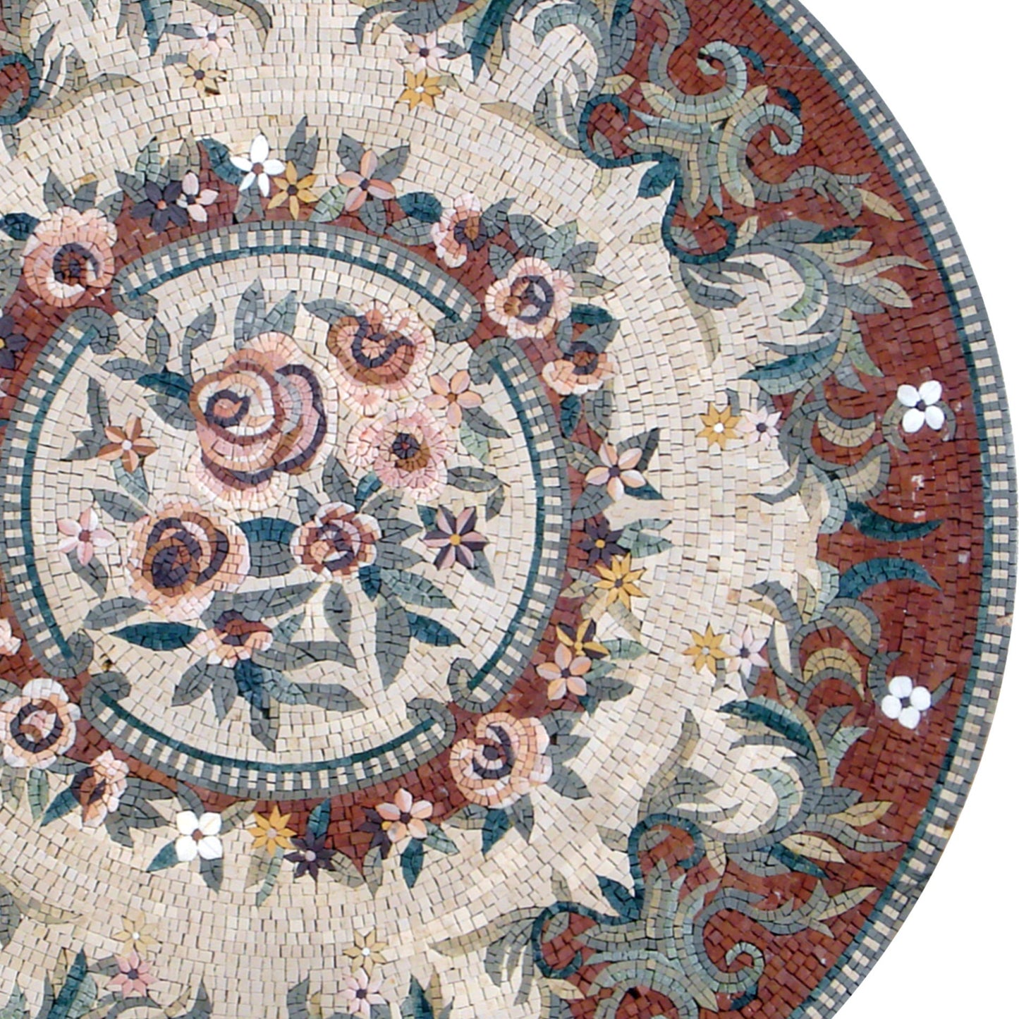 Elegance Unveiled Medallion Marble Mosaic with Floral Pattern - Artistic Stone Décor - Customization available