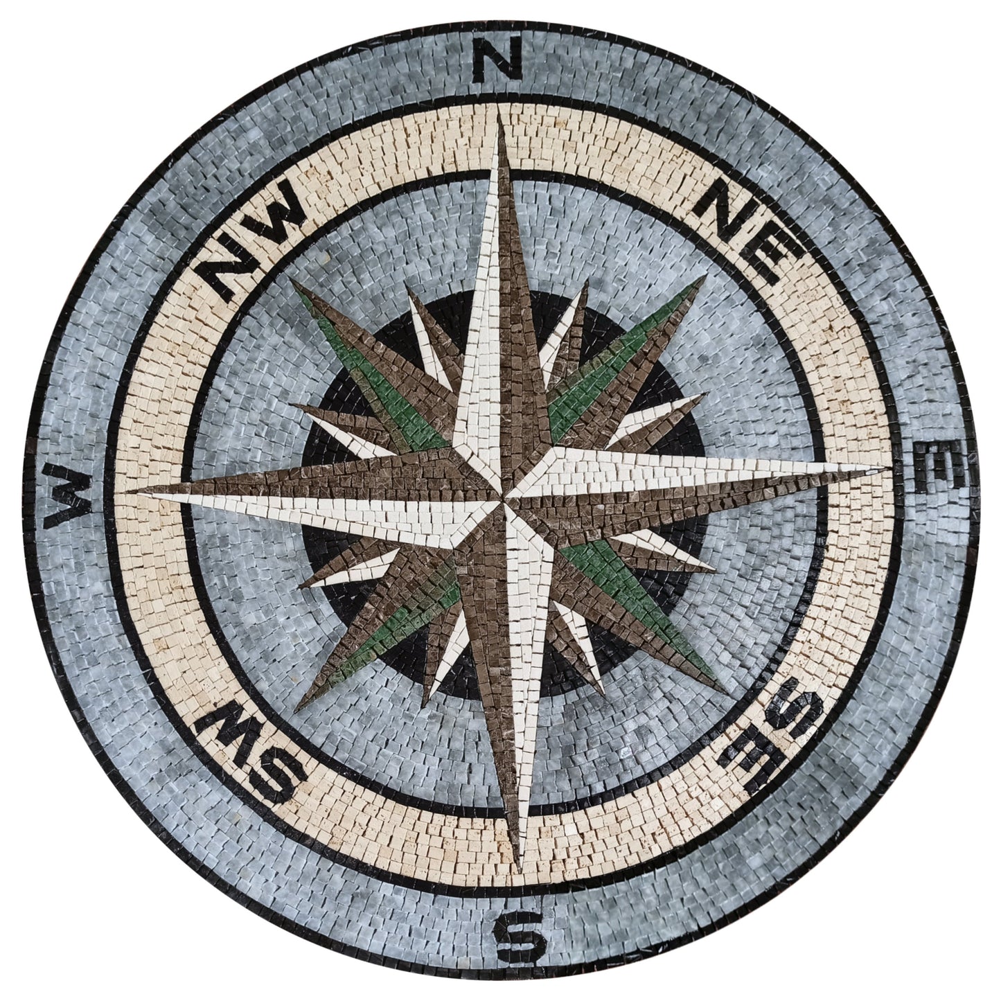 Versatile Nautical Compass Rose Marble Mosaic Medallion Flooring - Customization available