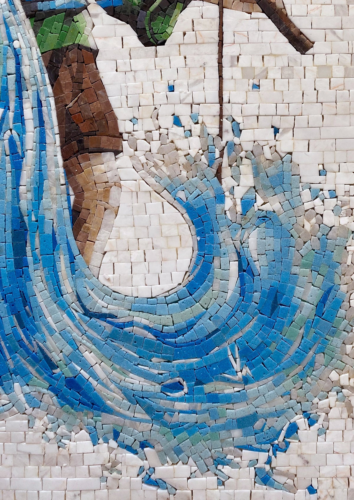 Aquarius Zodiac Mosaic Tile Art: Handmade Stone Wall Decor