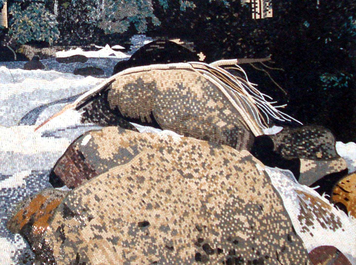 Handmade Forest River Marble Mosaic Tile Art (60” x 36")