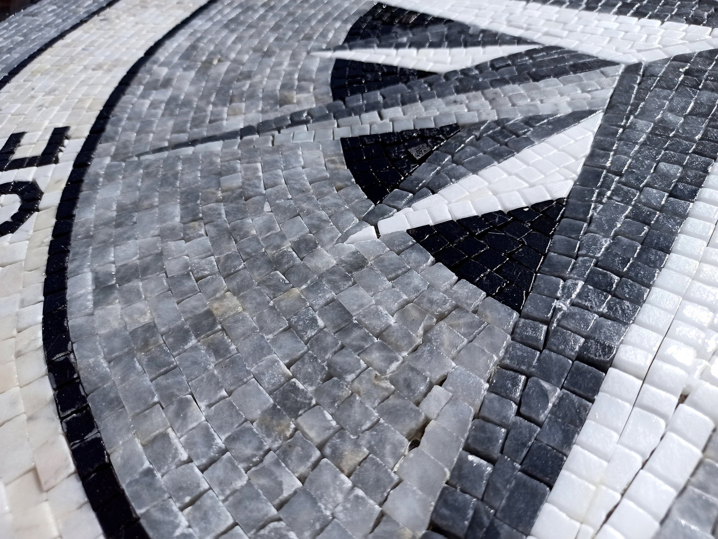32" Handmade Compass Rose Mosaic Tile – Nautical Stone Art for Floor or Wall - Customization Available