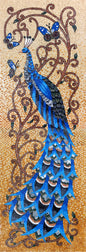 PEACOCK MOSAIC BACKSPLASH |Butterfly Mosaic Tiles For New House Décor | Blue Peacock And Butterflies Artwork Tiles For Living Room Walls