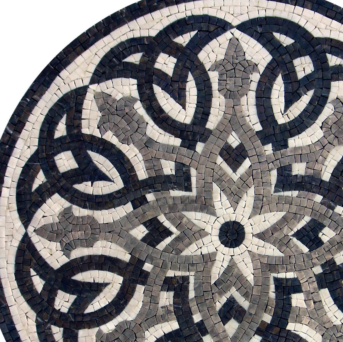 Nautical Marble Mosaic Medallion: Handmade Compass Rose Tile Art (20 inch)