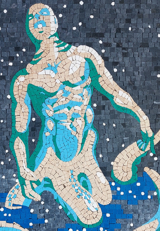 Pisces Zodiac Mosaic Tile Art: Handmade Stone Wall Decor