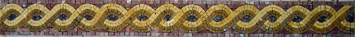 Yellow String Art Marble Mosaic Border - 4" Handmade Tile