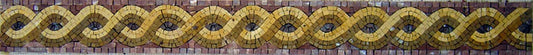 Yellow String Art Marble Mosaic Border - 4" Handmade Tile