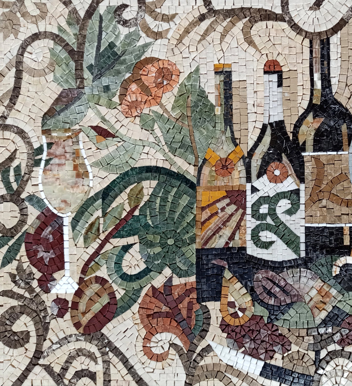 MOSAIC KITCHEN BACKSPLASH -Italian Wine Trio Mosaic Wall Art
