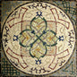 40" Marble Mosaic Floor Tile: Geometric Floral Art