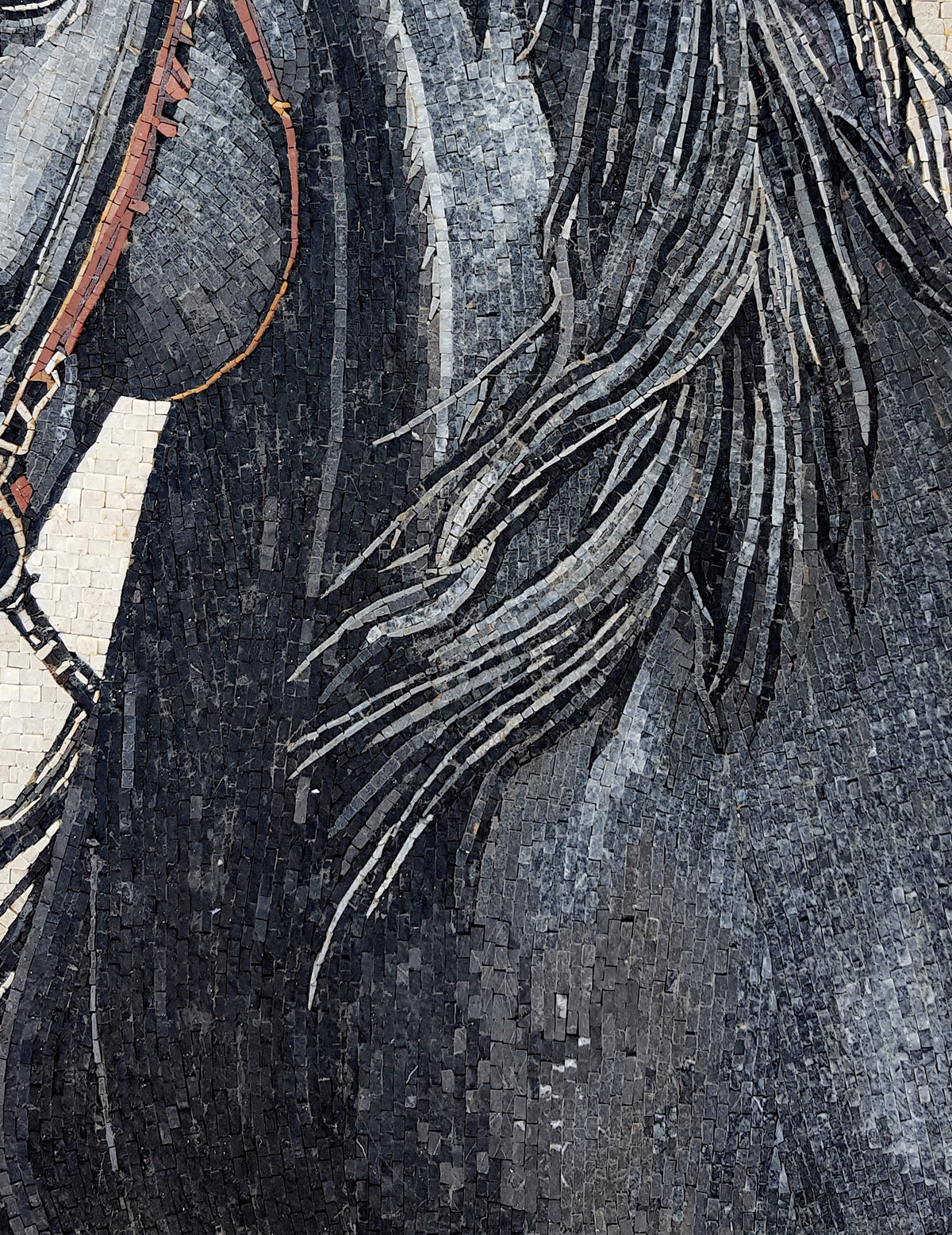 Black Horse Mosaic Tile Art: Marble Animal Portrait Backsplash