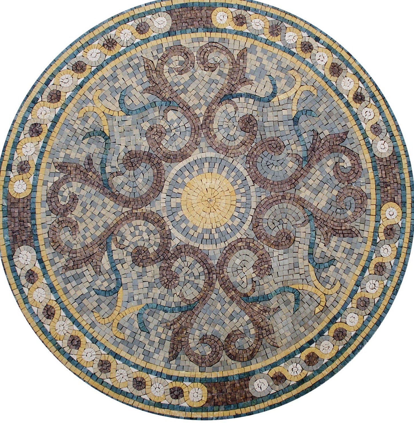 Serene Blossoms - 40-Inch Handcrafted Colorful Medallion - Marble Mosaic Art Tile Décor - Customization available