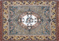 Handmade Marble Mosaic Rug: Floral Stone Medallion (80” x 56")