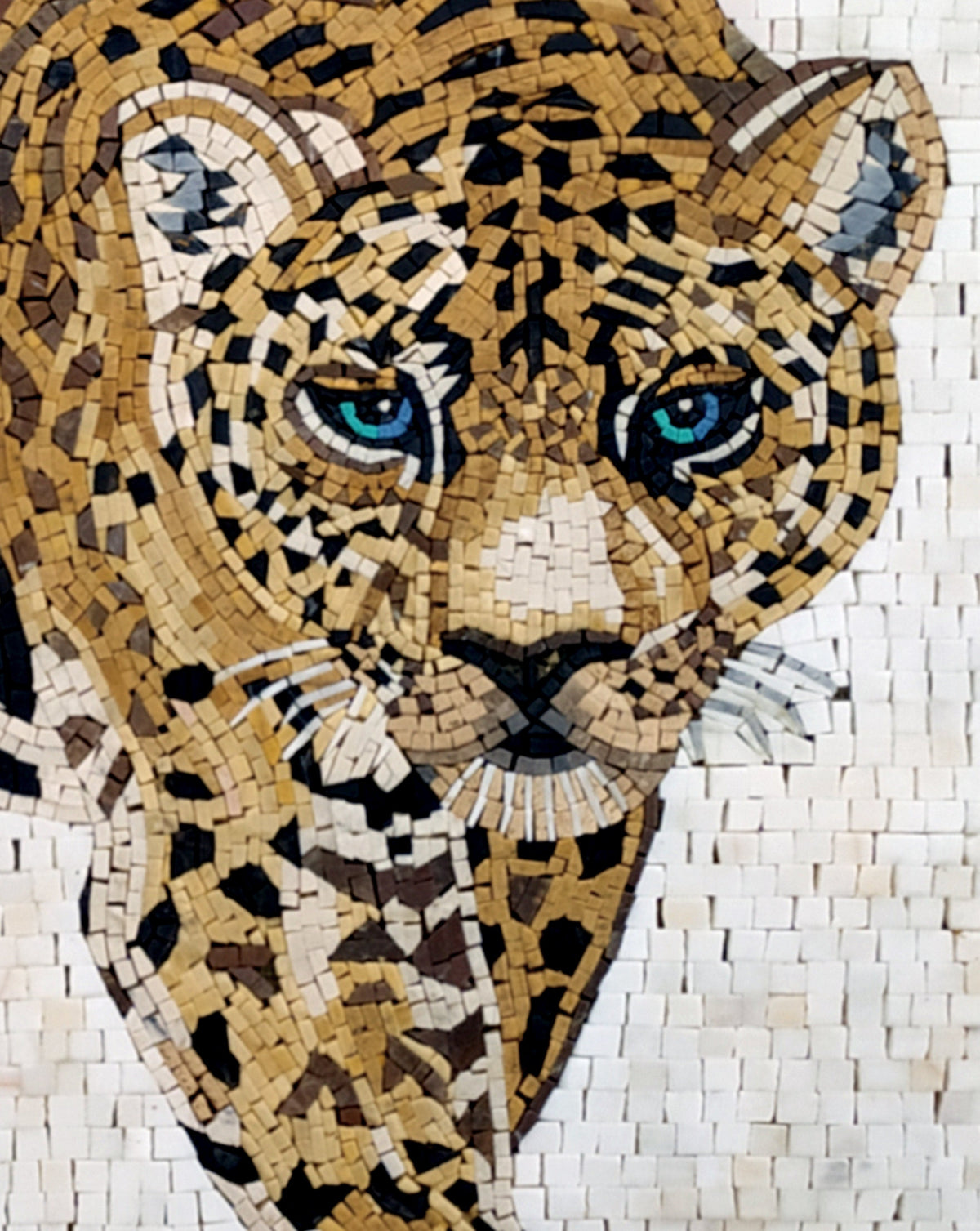 Handmade Cheetah Mosaic Tile Art: Wild Animal Decor (56” x 36”)
