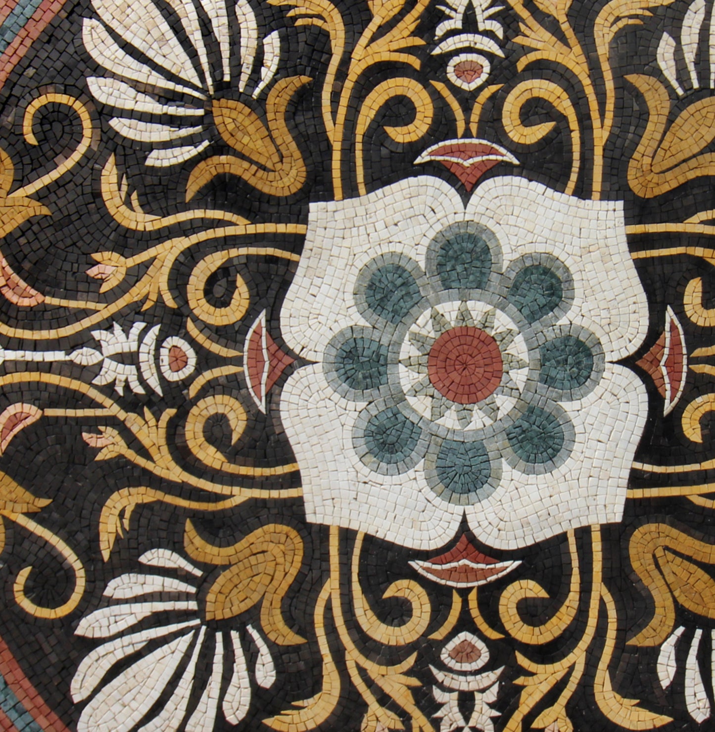 Gilded Artistry - Gold Leafy Art Nouveau Patterned Mosaic Medallion - Customization available