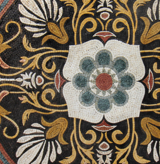 Gilded Artistry - Gold Leafy Art Nouveau Patterned Mosaic Medallion - Customization available