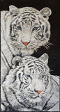 Handmade White Tiger Mosaic Tile Art: Jungle Animal Backsplash