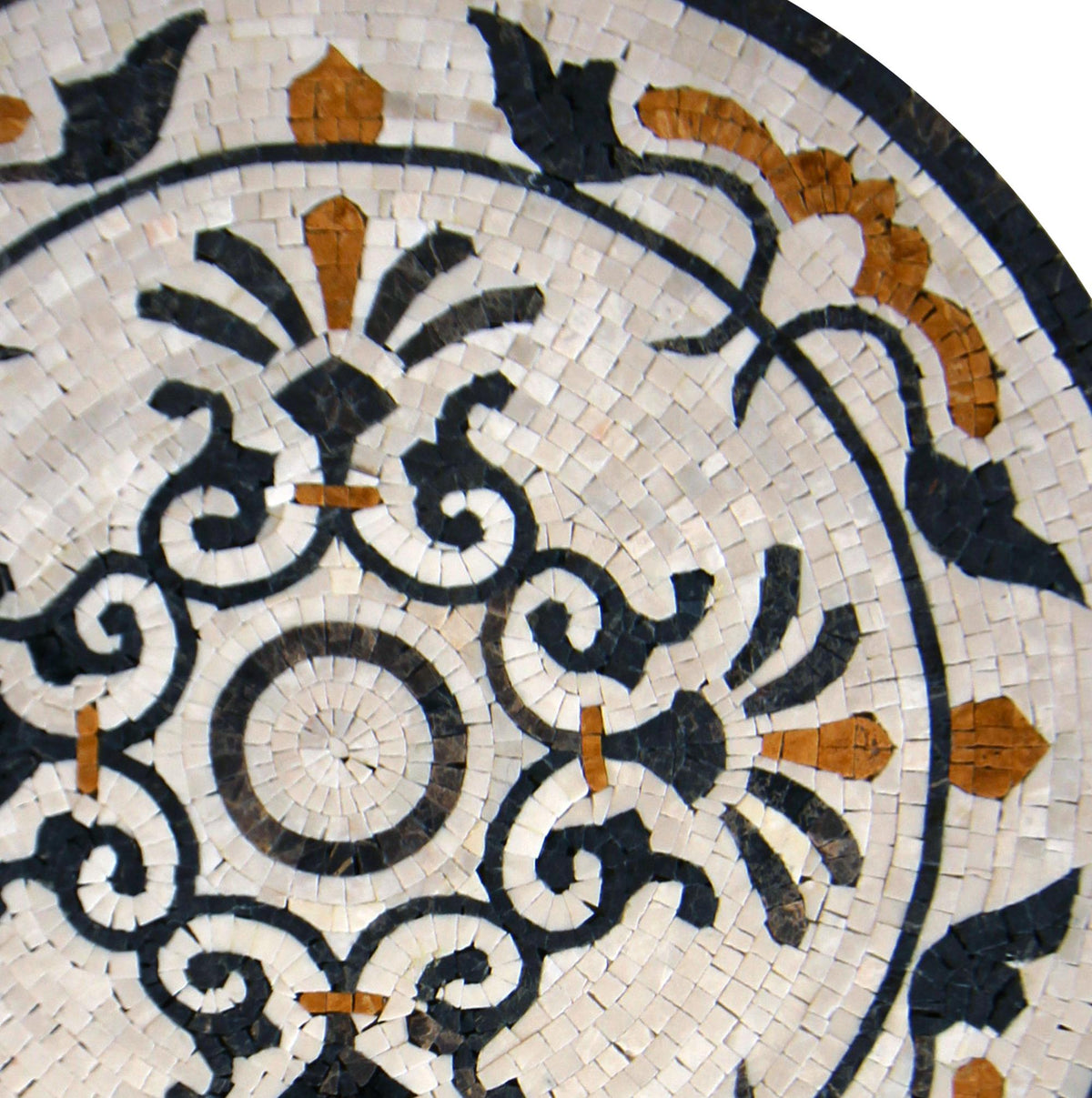 Handmade Marble Mosaic Medallion: 20" Round Tile Art