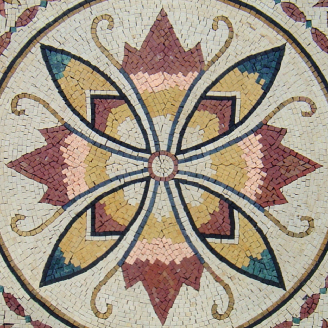 32” MEDALLION MOSAIC TILES | Square Floral Art work Mosaic Floor Tiles For House Warming | Marble For Interior And Outdoor Hallway Entry