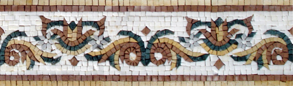 Floral Mosaic Border Tile: Botanical Wall Decor (6"x40")