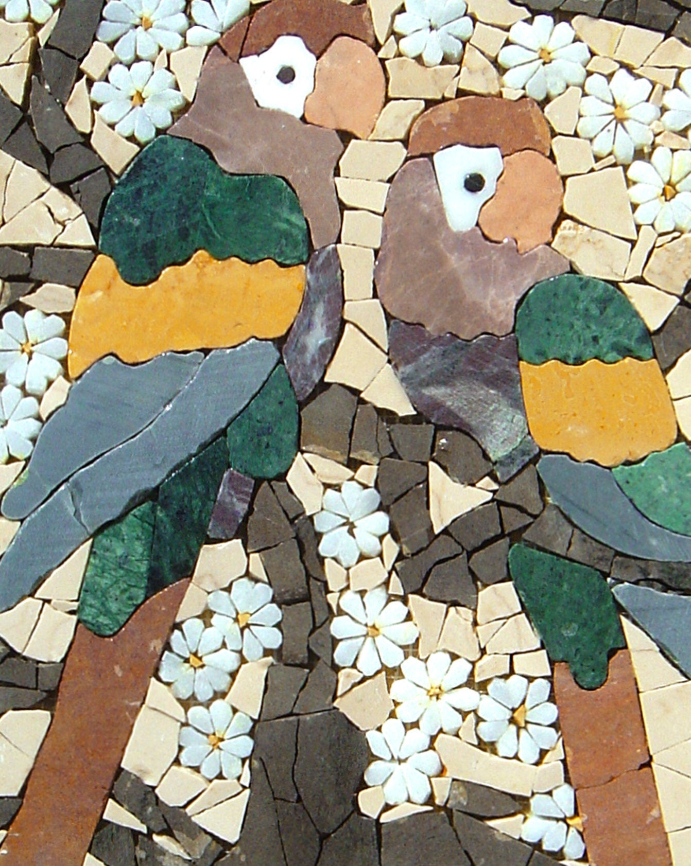 Handmade Parrot Mosaic Tile Art: Marble Wall Mural (16x12)