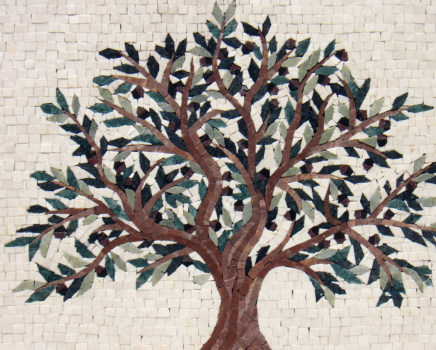 Olive Tree Backsplash Marble Mosaic Tiles. Customization. Handcrafted Roman Mosaics