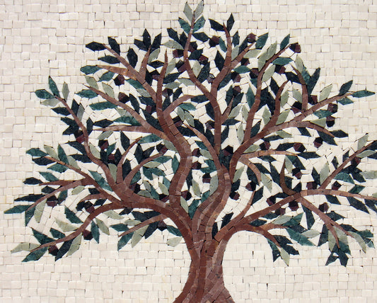 Olive Tree Backsplash Marble Mosaic Tiles. Customization. Handcrafted Roman Mosaics