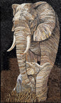 Handmade Elephant Mosaic Art: Marble Wall Decor (48" x 28")