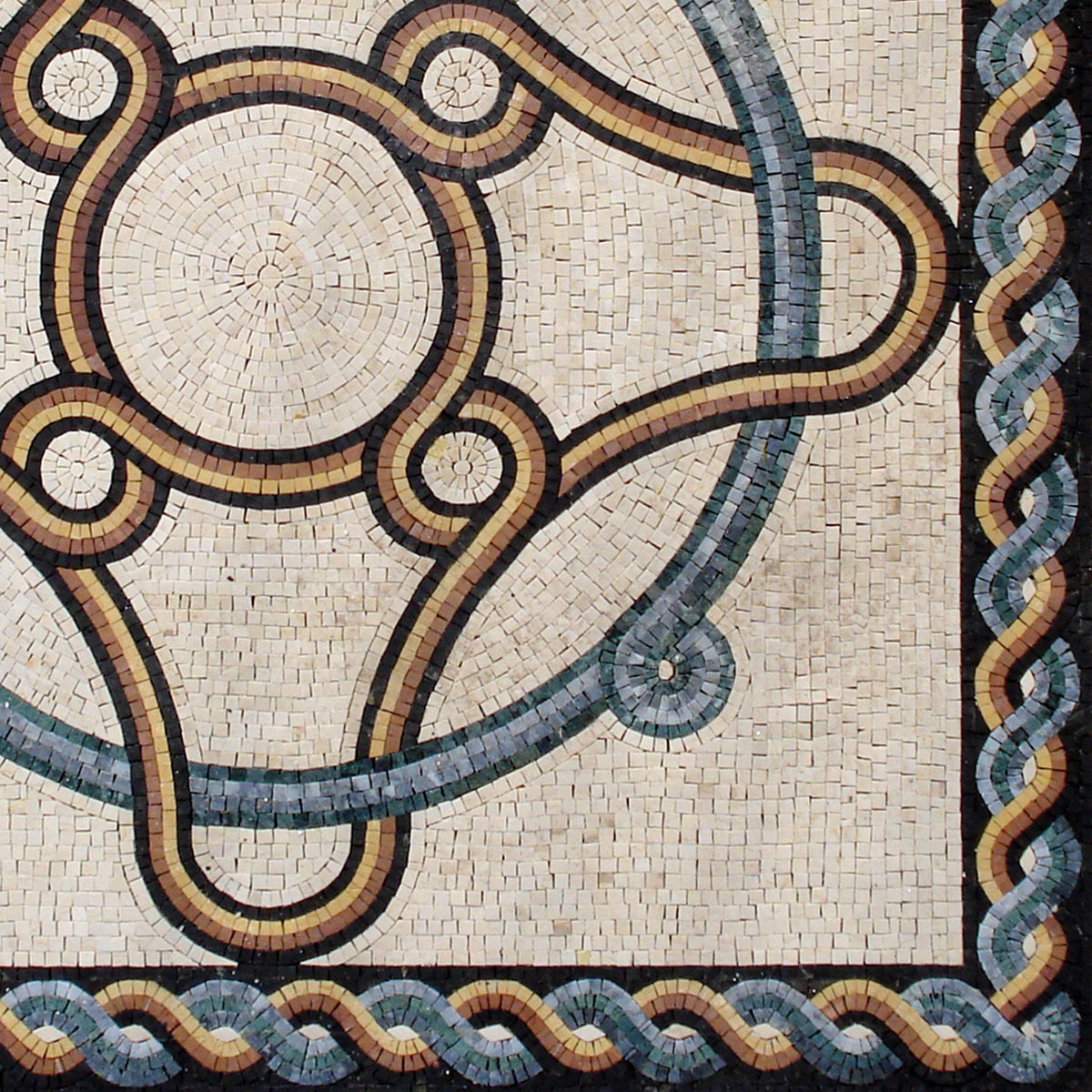 48" Square Handmade Marble Mosaic Tile: Geometric Floral Art