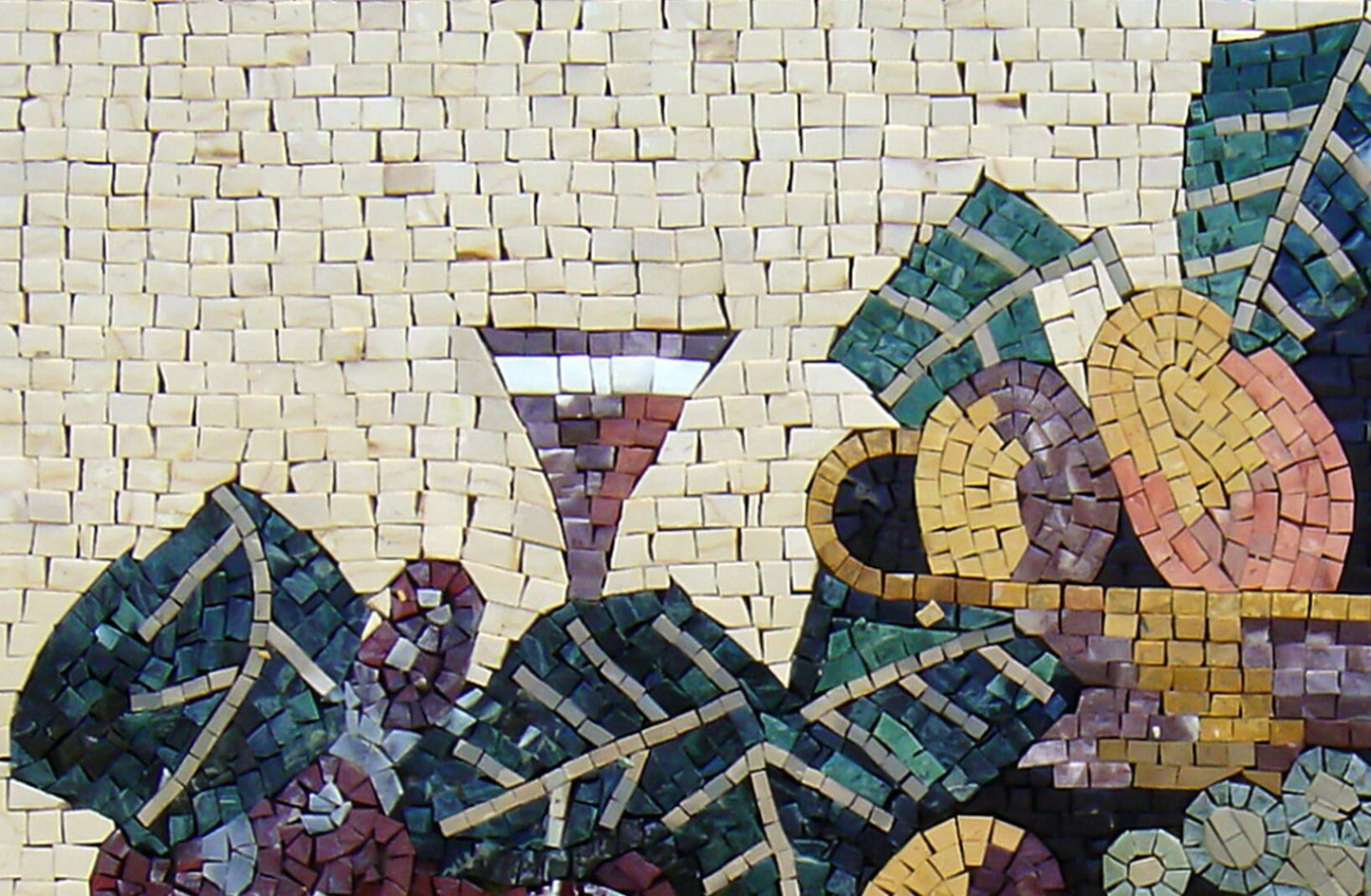 Handmade Fruit Mosaic Backsplash Art: Stone Kitchen Wall Decor