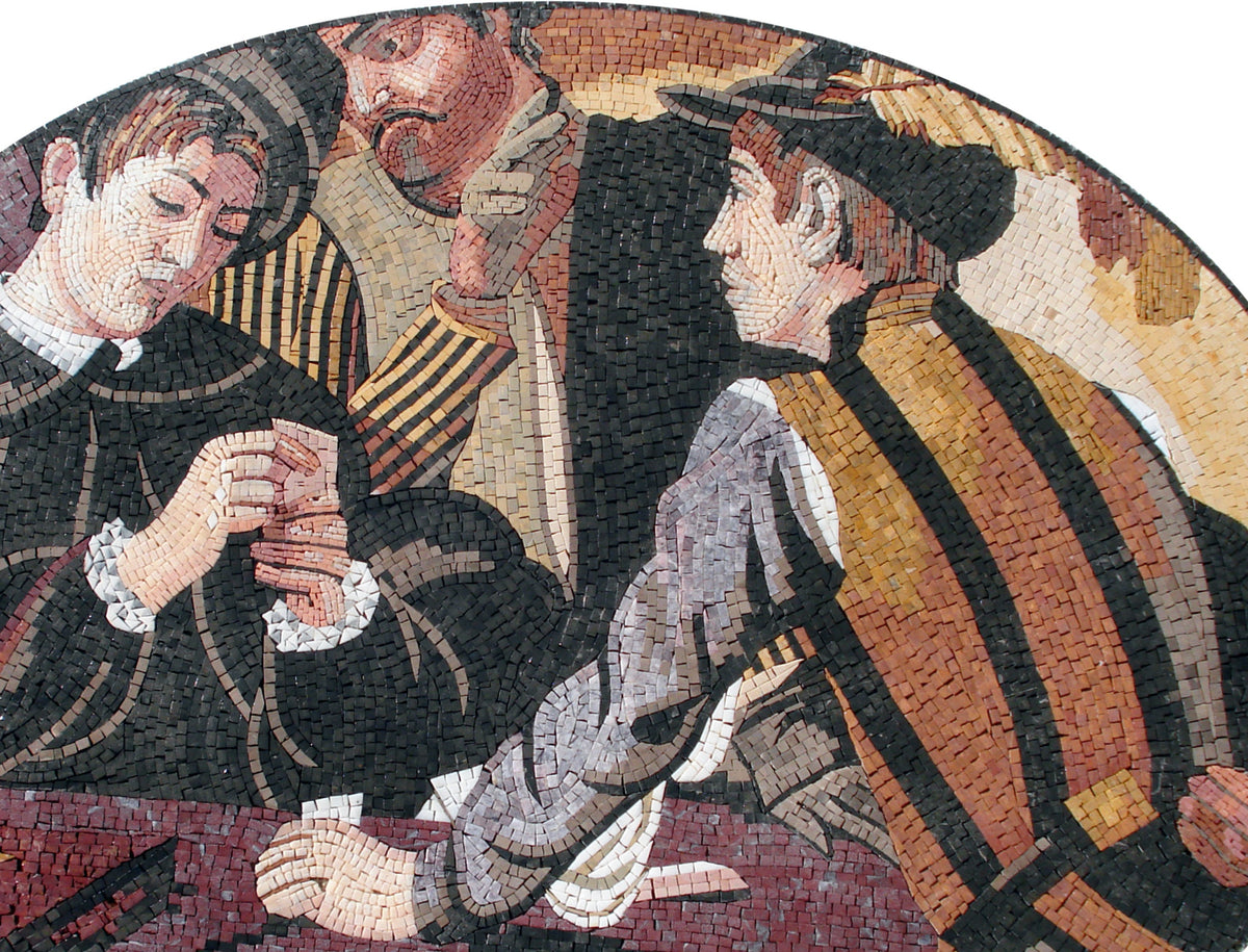 Handmade Caravaggio Mosaic Tile Art: The Cardsharps Portrait