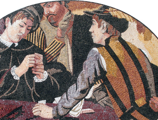 Handmade Caravaggio Mosaic Tile Art: The Cardsharps Portrait