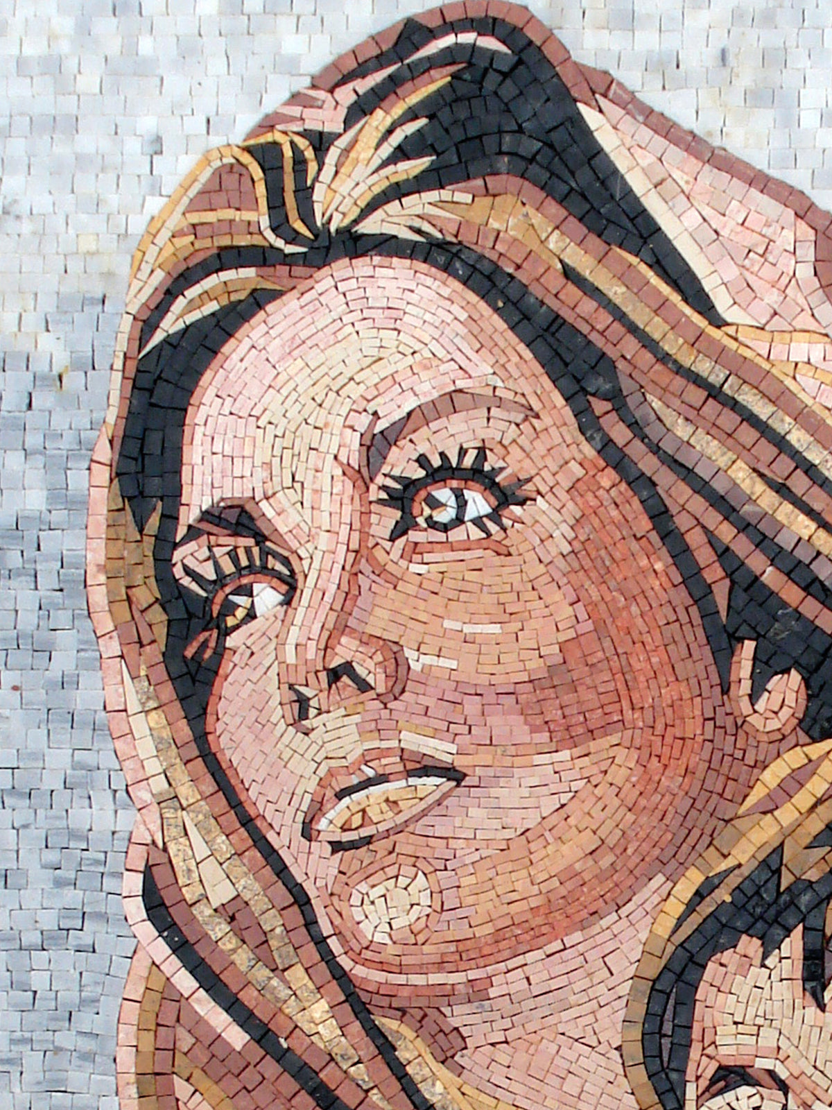 Handmade Mother and Child Marble Mosaic Tile Art (40” x 28")