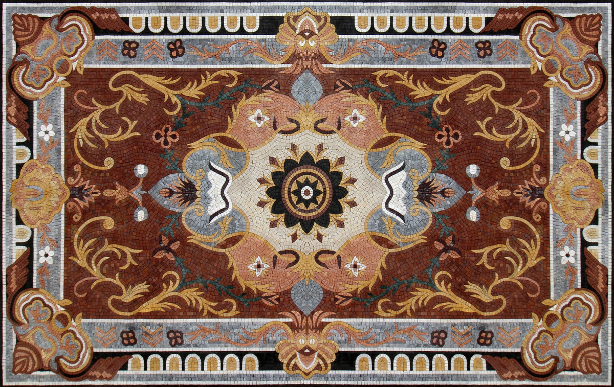 Handcrafted Marble Mosaic Rug Carpet Flooring Art Tile Décor