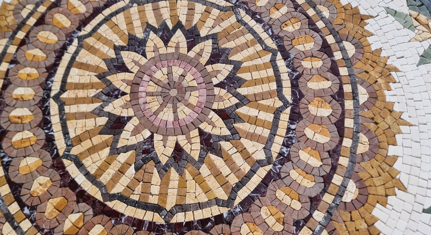 80" x 56" Mosaic Floor Design – Custom Handmade Marble Tile Art, Large Floor Medallion, Luxury Flooring Decor, Customizable