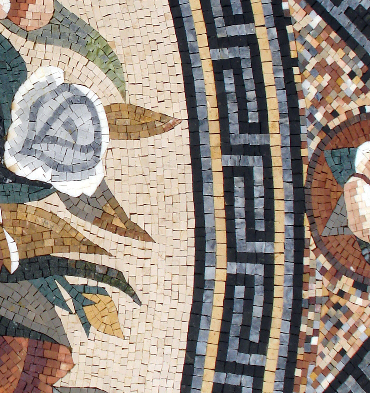 Handmade Marble Mosaic: Floral Bouquet Art, 40" Kitchen Wall Decor