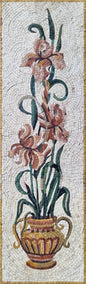 Handmade Marble Tile Art: Floral Mosaic Vase Wall Inlay (52"x16")