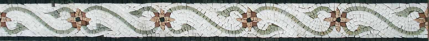 Botanical Mosaic Tile Border: Floral Marble Artwork (40x4 Inches)