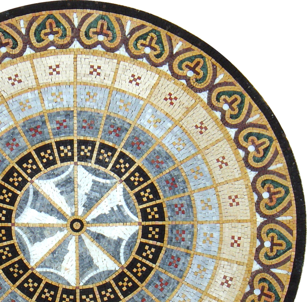 36" Handmade Pattern Mosaic Medallion: Artful Tile Décor in Natural Marble Craftsmanship - Customization available