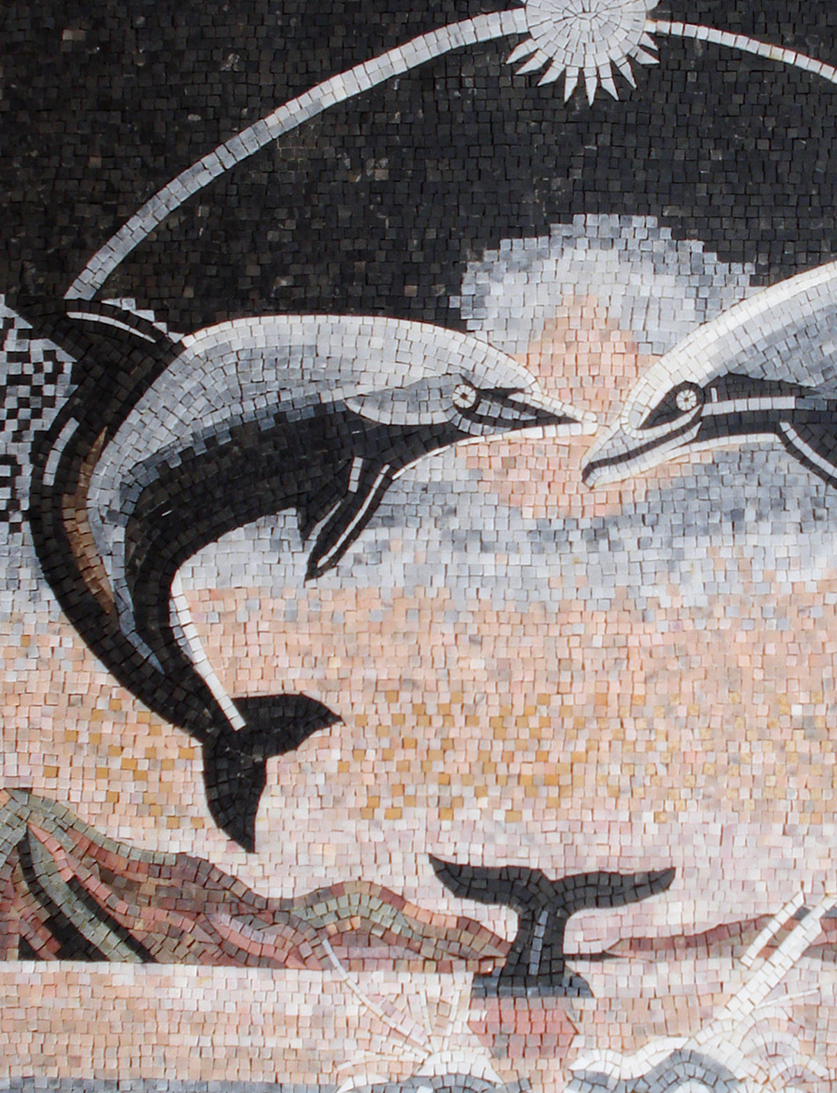 Handmade Dolphin Mosaic Mural: Sea Animal Wall Art (52” x 40")