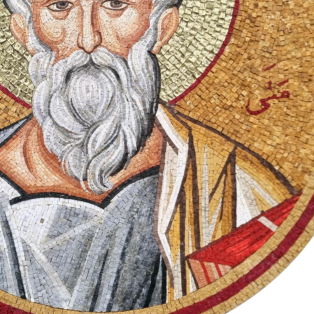 Handmade Marble Mosaic Wall Art: Old Man Portrait, Rustic Home Decor (24" Diameter)