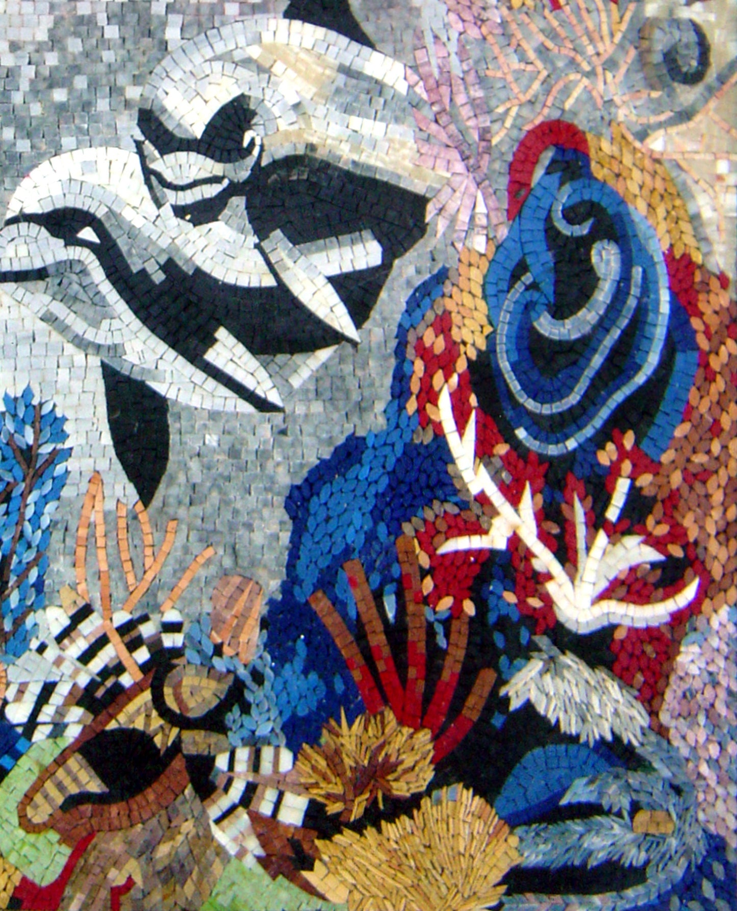 Handmade Dolphin Mosaic Tile Art: Sea Animal Wall Decor (50x40)