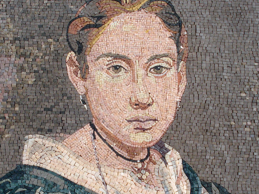 Pietro Longhi Mosaic Tile: Italian Woman Portrait, Handmade Marble Art