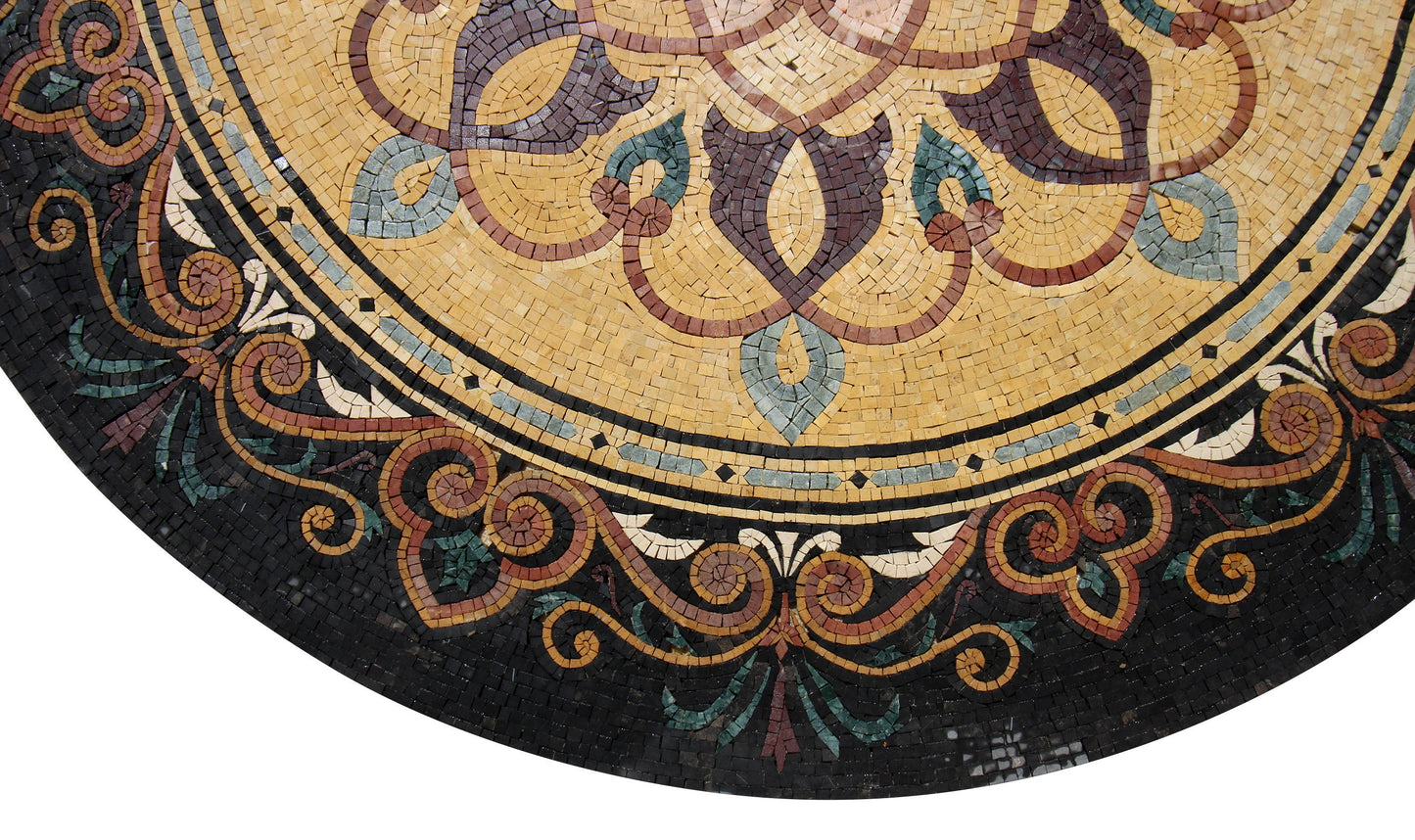 Romantic Nouveau Charm - Patterned Mosaic Medallion with Artistic Elegance