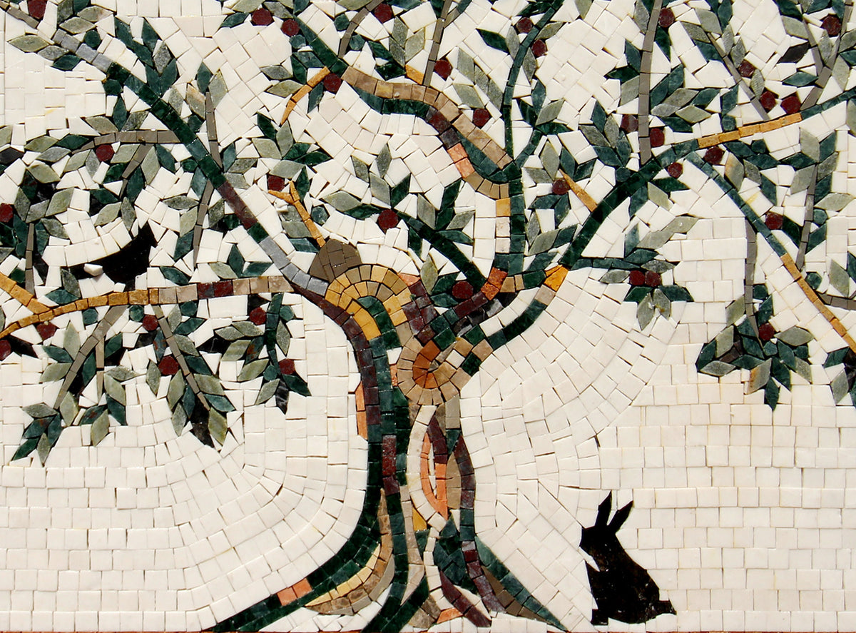 OLIVE TREE MOSAIC - Backsplash Marble Mosaic Tiles. Customization. Handcrafted Roman Mosaics