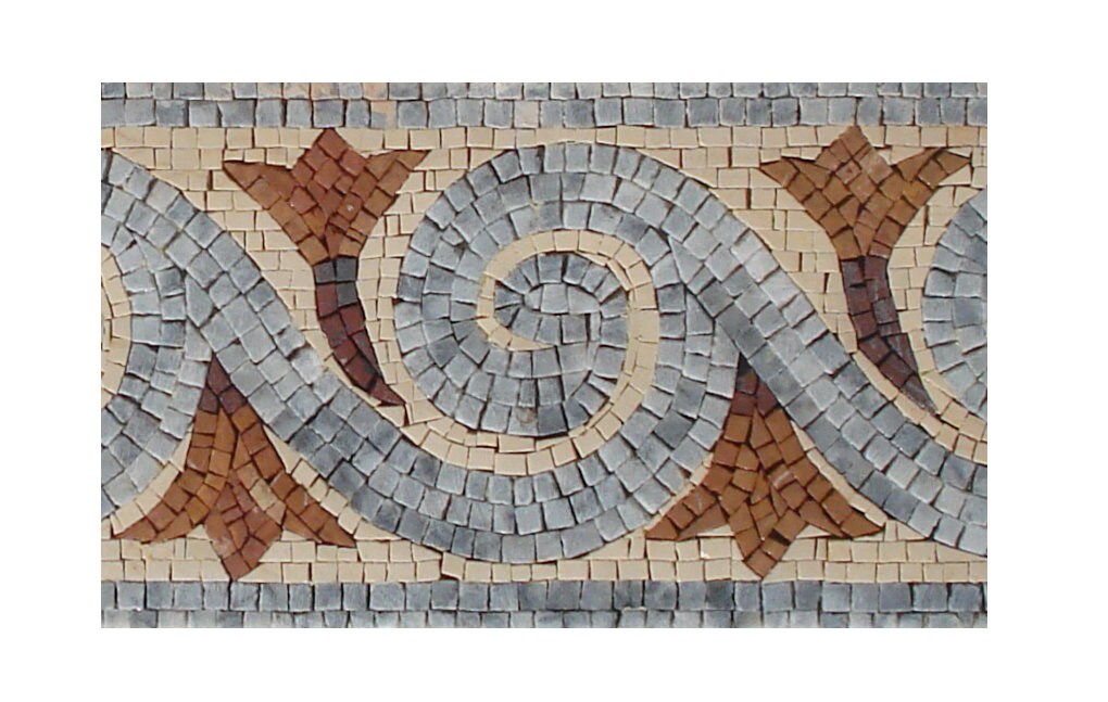 Botanical Mosaic Tile Border: Floral Wall Decor (40x8”)