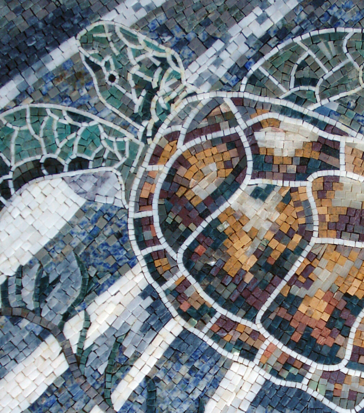 Sea Turtle Mosaic Tile Art: Handmade Marble Wall Decor (32" x 28")