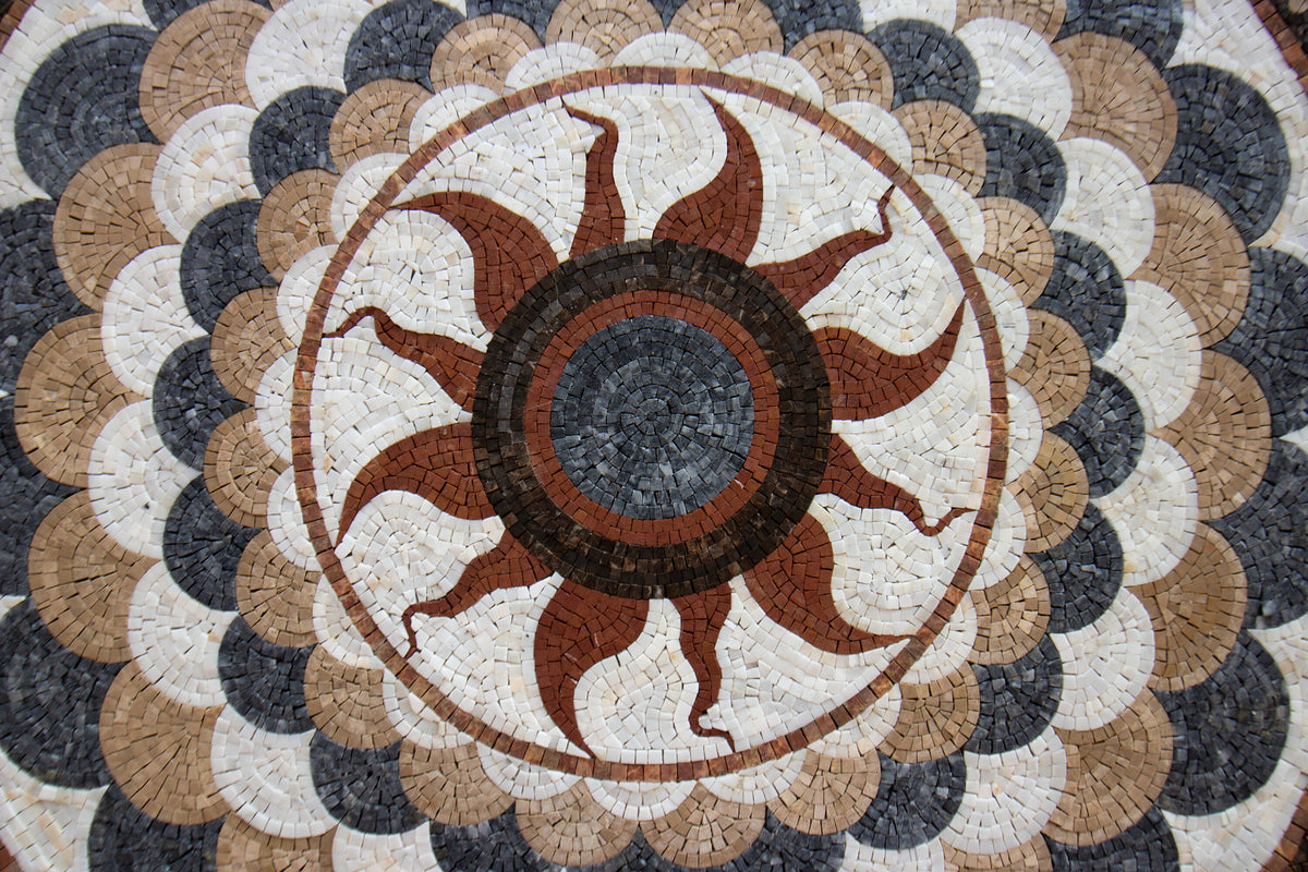 Harmony in Circles - Pattern Round Mosaic Medallion Art Tile - Customization available
