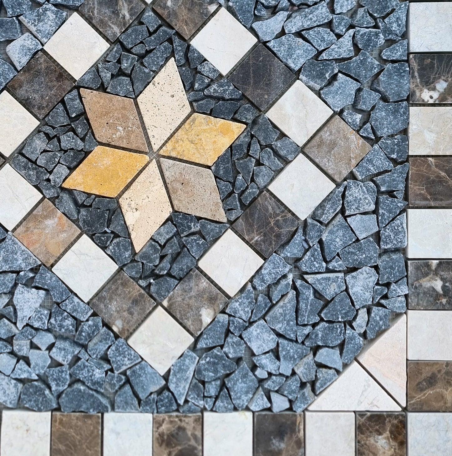 Handmade Marble Mosaic Medallion Art: Tropical Decor (24x24)